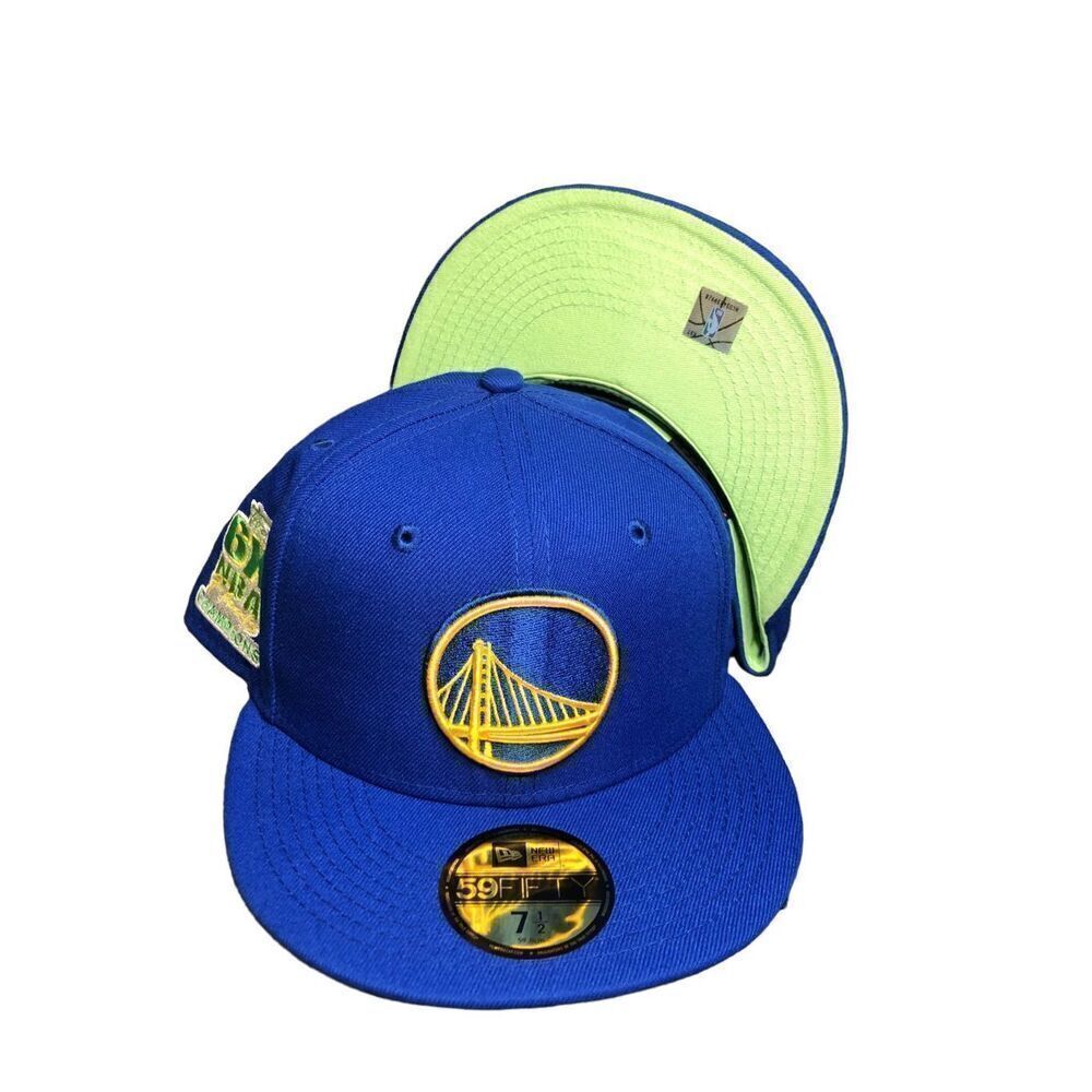 New Era Golden State Warriors Pop Citrus 59FIFTY Fitted Cap Hat Size 7 1/2